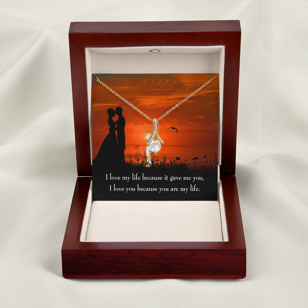 To My Girlfriend You are MY Life Alluring Ribbon Necklace Message Card-Express Your Love Gifts