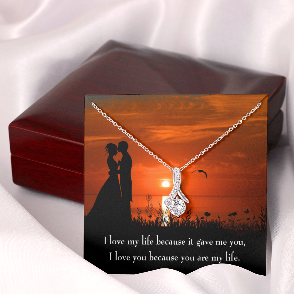 To My Girlfriend You are MY Life Alluring Ribbon Necklace Message Card-Express Your Love Gifts
