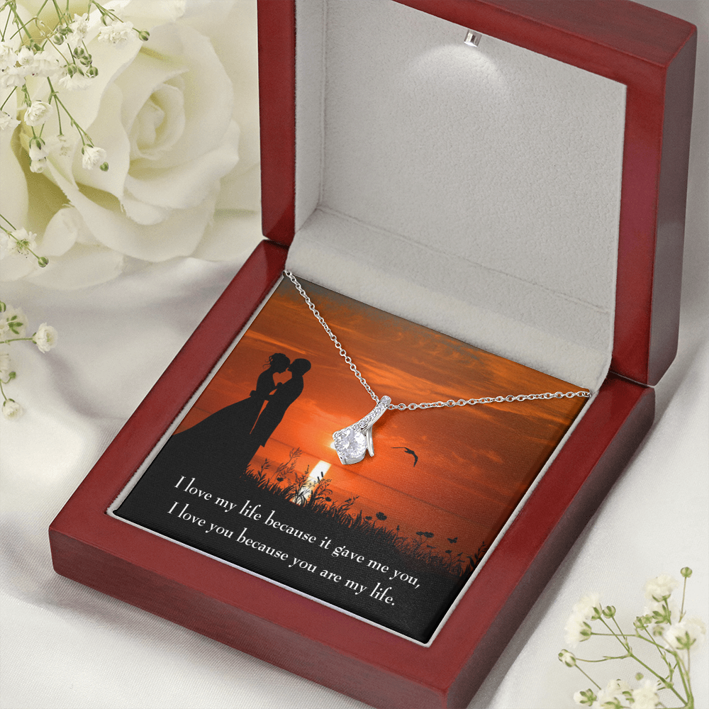 To My Girlfriend You are MY Life Alluring Ribbon Necklace Message Card-Express Your Love Gifts