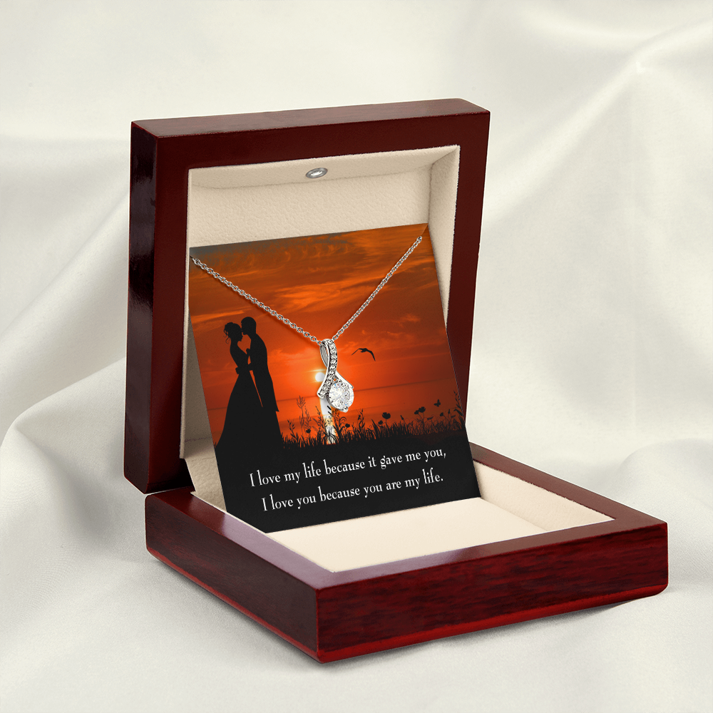 To My Girlfriend You are MY Life Alluring Ribbon Necklace Message Card-Express Your Love Gifts