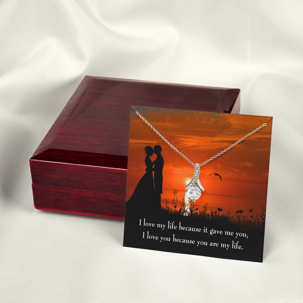 To My Girlfriend You are MY Life Alluring Ribbon Necklace Message Card-Express Your Love Gifts