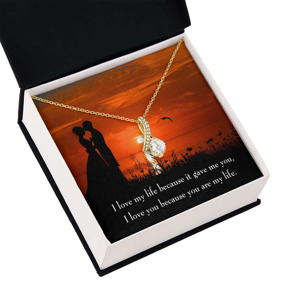To My Girlfriend You are MY Life Alluring Ribbon Necklace Message Card-Express Your Love Gifts