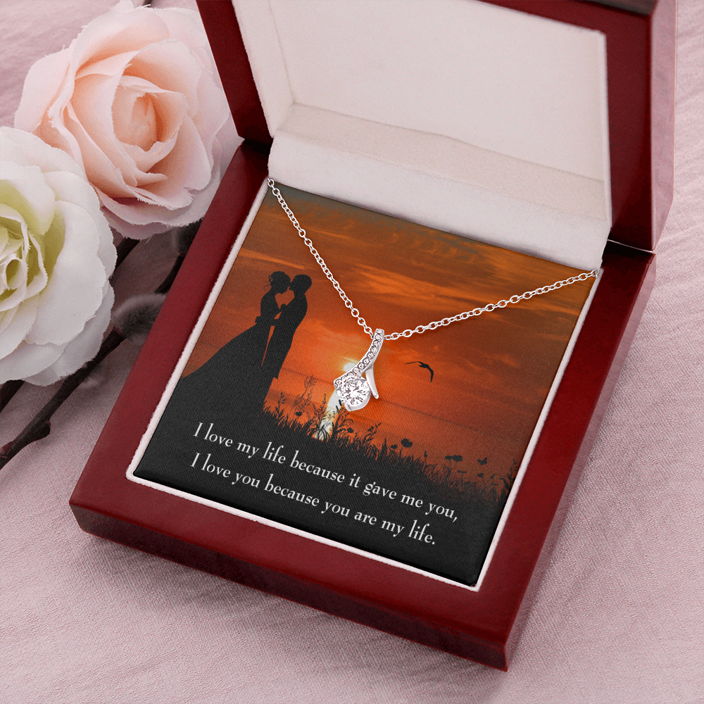 To My Girlfriend You are MY Life Alluring Ribbon Necklace Message Card-Express Your Love Gifts