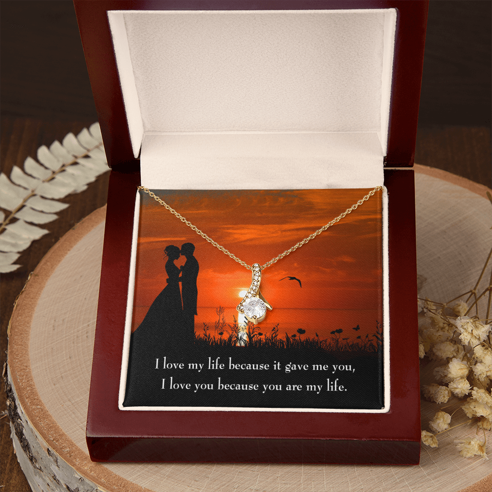 To My Girlfriend You are MY Life Alluring Ribbon Necklace Message Card-Express Your Love Gifts