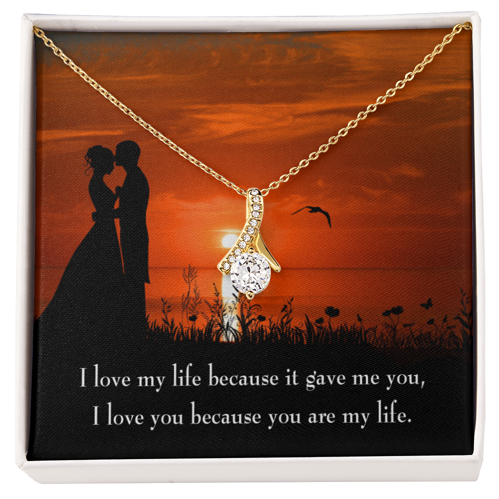 To My Girlfriend You are MY Life Alluring Ribbon Necklace Message Card-Express Your Love Gifts