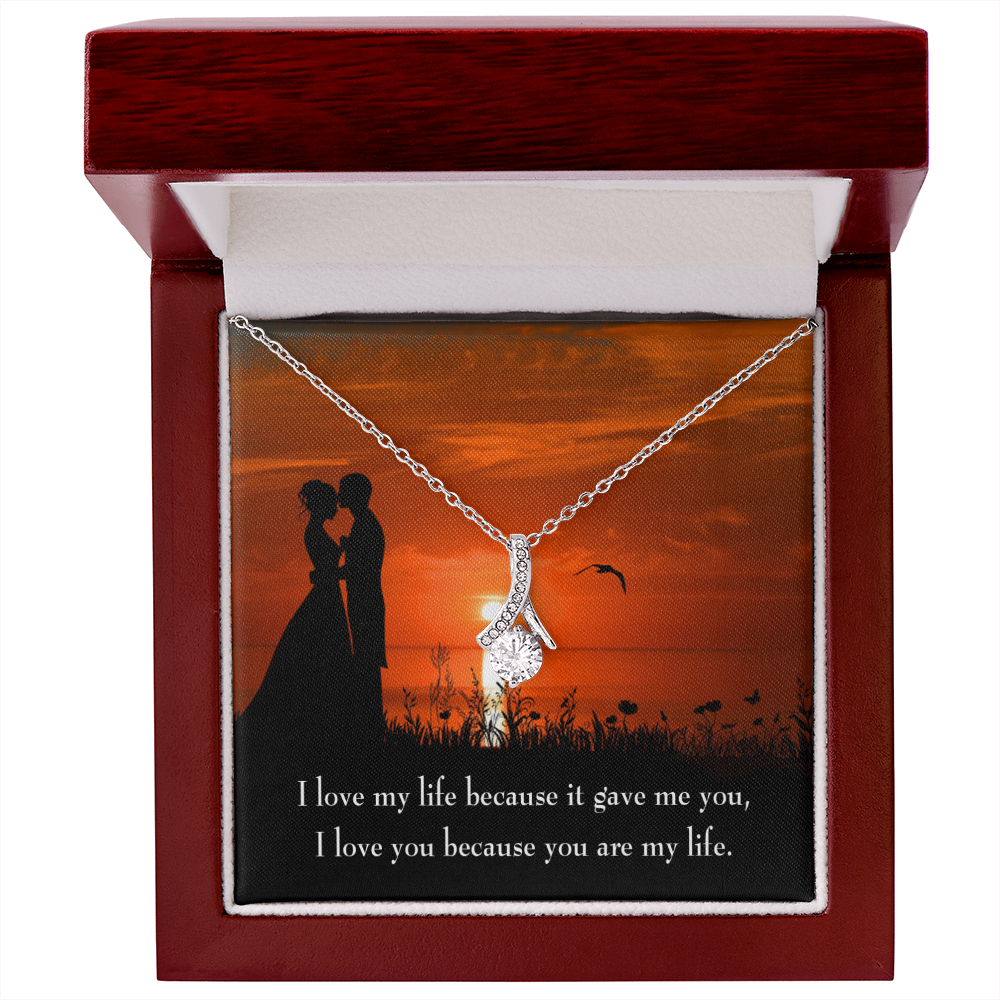To My Girlfriend You are MY Life Alluring Ribbon Necklace Message Card-Express Your Love Gifts