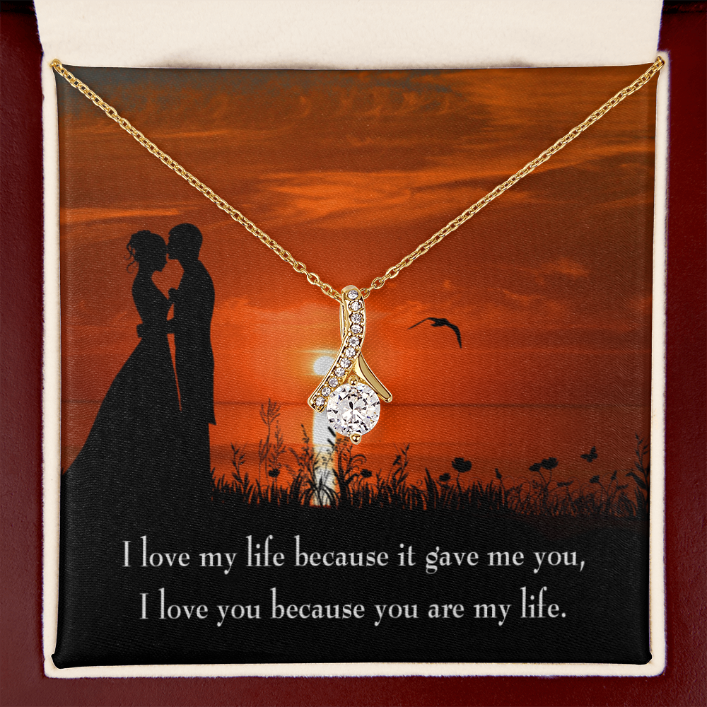 To My Girlfriend You are MY Life Alluring Ribbon Necklace Message Card-Express Your Love Gifts