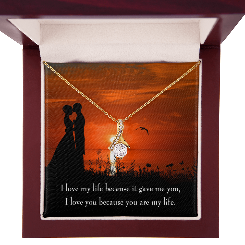 To My Girlfriend You are MY Life Alluring Ribbon Necklace Message Card-Express Your Love Gifts