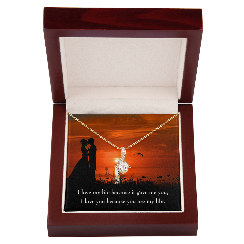 To My Girlfriend You are MY Life Alluring Ribbon Necklace Message Card-Express Your Love Gifts