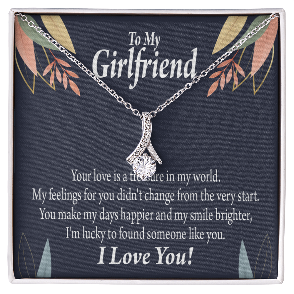 To My Girlfriend You are my Treasure Alluring Ribbon Necklace Message Card-Express Your Love Gifts