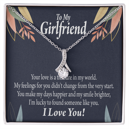 To My Girlfriend You are my Treasure Alluring Ribbon Necklace Message Card-Express Your Love Gifts