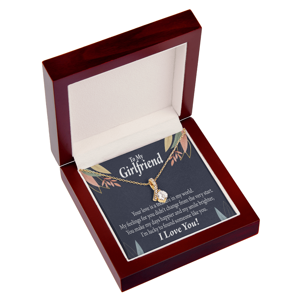 To My Girlfriend You are my Treasure Alluring Ribbon Necklace Message Card-Express Your Love Gifts