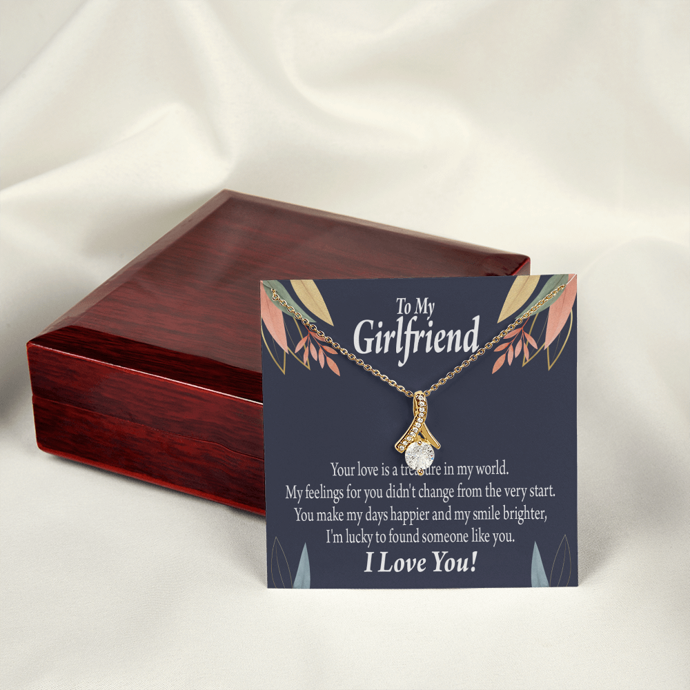 To My Girlfriend You are my Treasure Alluring Ribbon Necklace Message Card-Express Your Love Gifts