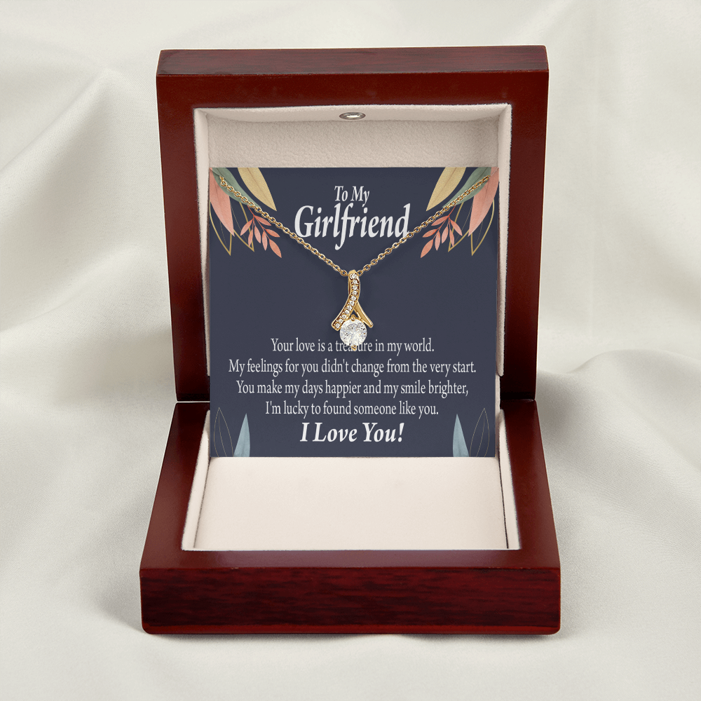 To My Girlfriend You are my Treasure Alluring Ribbon Necklace Message Card-Express Your Love Gifts