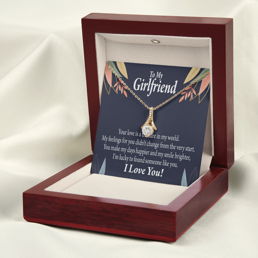 To My Girlfriend You are my Treasure Alluring Ribbon Necklace Message Card-Express Your Love Gifts