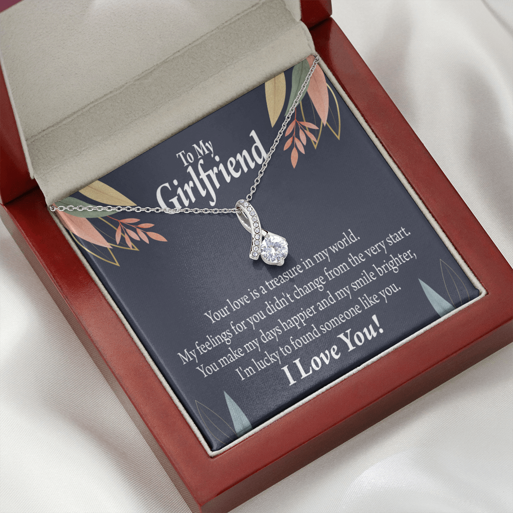 To My Girlfriend You are my Treasure Alluring Ribbon Necklace Message Card-Express Your Love Gifts