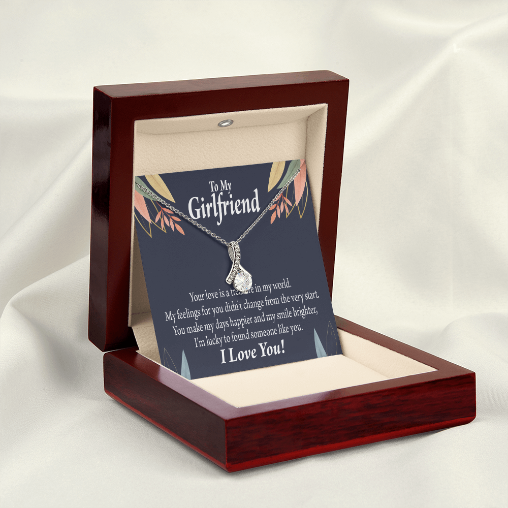 To My Girlfriend You are my Treasure Alluring Ribbon Necklace Message Card-Express Your Love Gifts