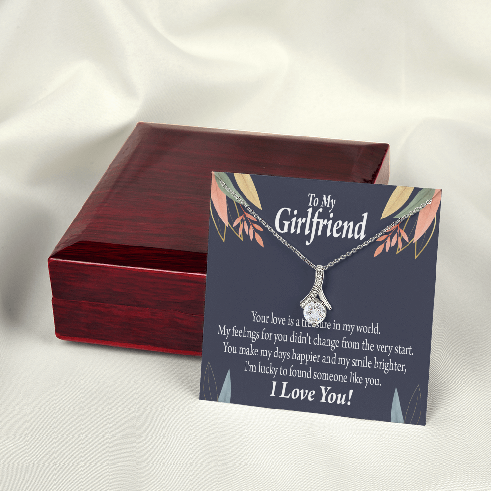To My Girlfriend You are my Treasure Alluring Ribbon Necklace Message Card-Express Your Love Gifts