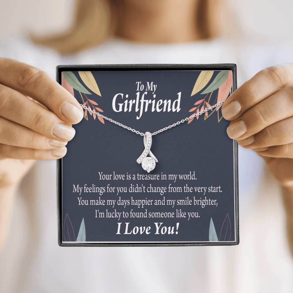 To My Girlfriend You are my Treasure Alluring Ribbon Necklace Message Card-Express Your Love Gifts