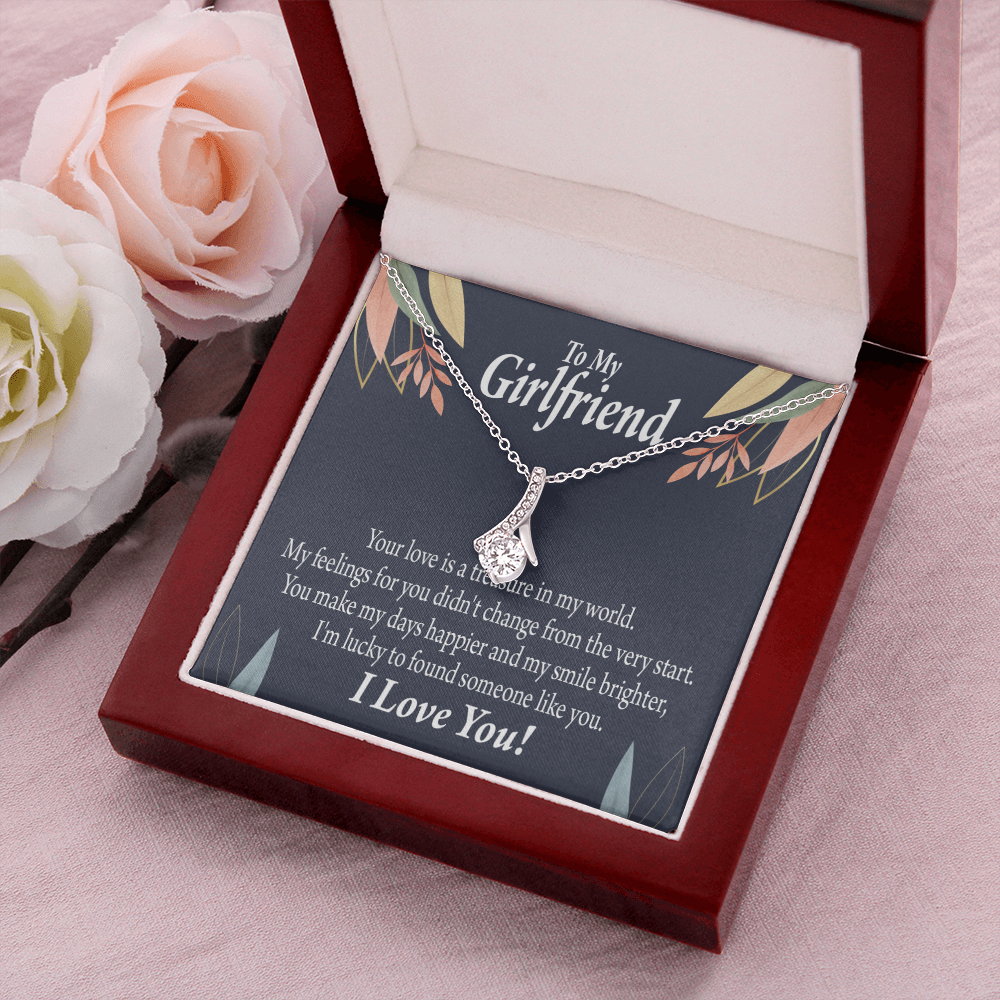 To My Girlfriend You are my Treasure Alluring Ribbon Necklace Message Card-Express Your Love Gifts