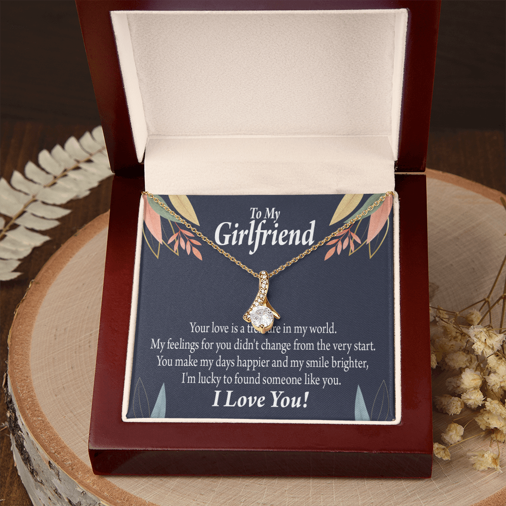 To My Girlfriend You are my Treasure Alluring Ribbon Necklace Message Card-Express Your Love Gifts