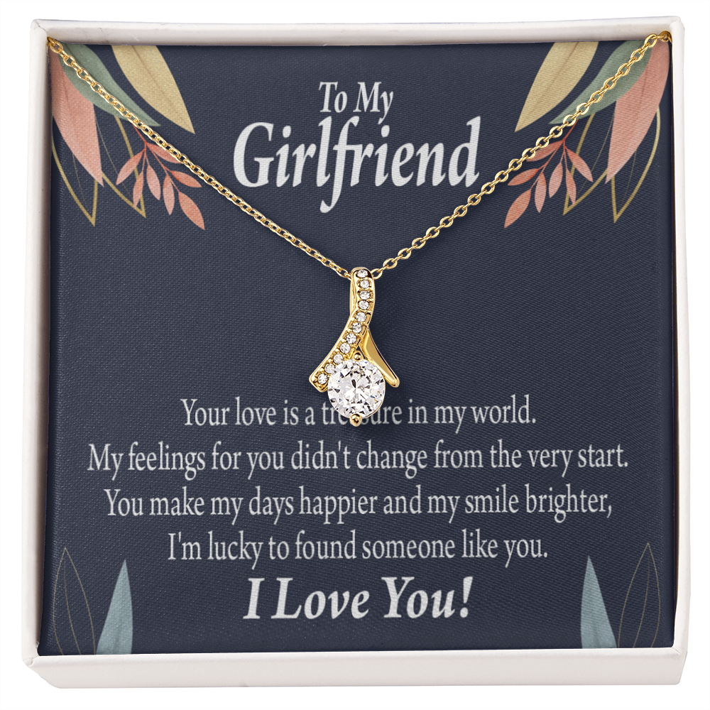 To My Girlfriend You are my Treasure Alluring Ribbon Necklace Message Card-Express Your Love Gifts