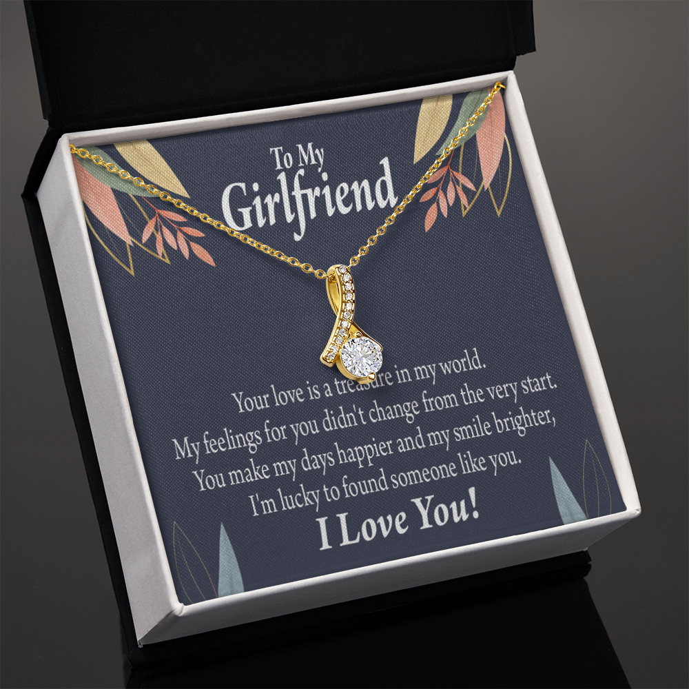 To My Girlfriend You are my Treasure Alluring Ribbon Necklace Message Card-Express Your Love Gifts