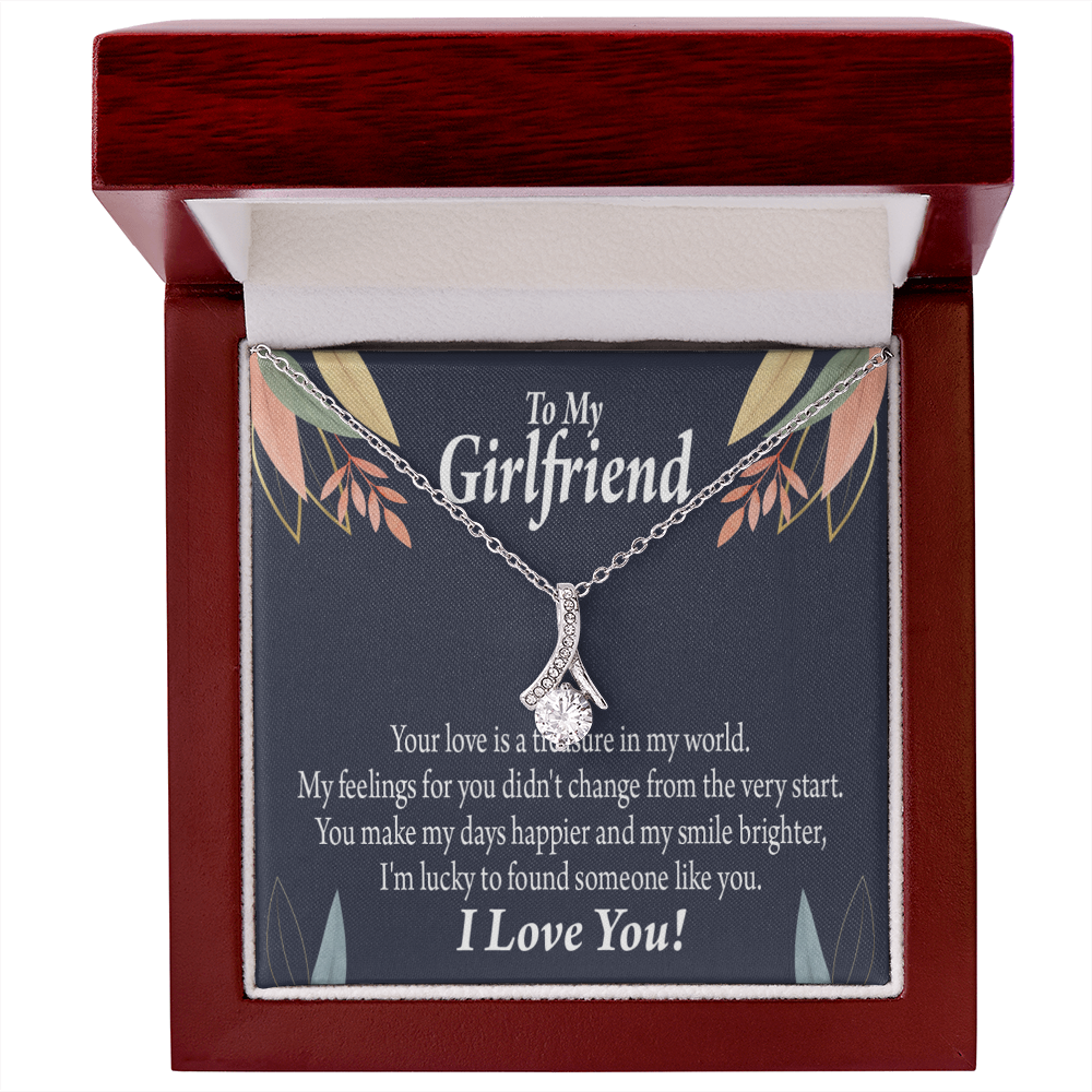 To My Girlfriend You are my Treasure Alluring Ribbon Necklace Message Card-Express Your Love Gifts