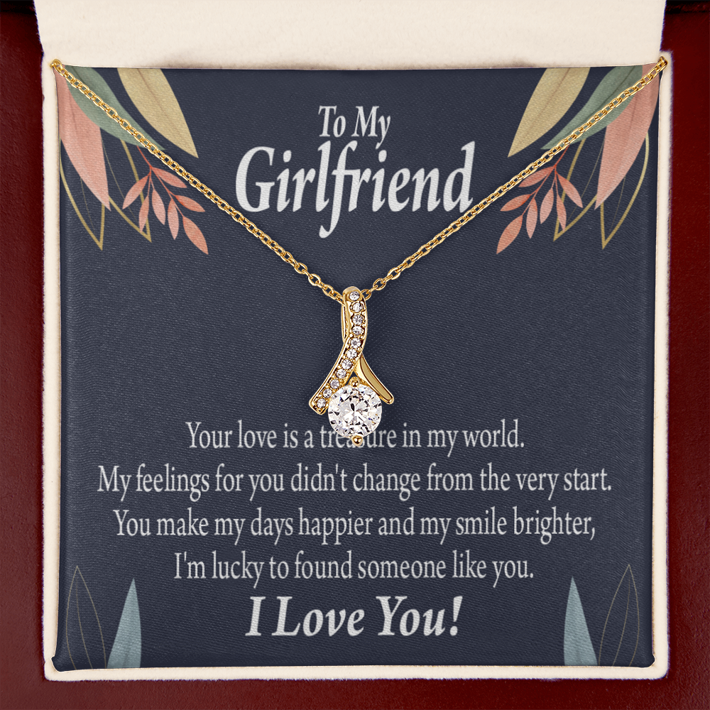 To My Girlfriend You are my Treasure Alluring Ribbon Necklace Message Card-Express Your Love Gifts