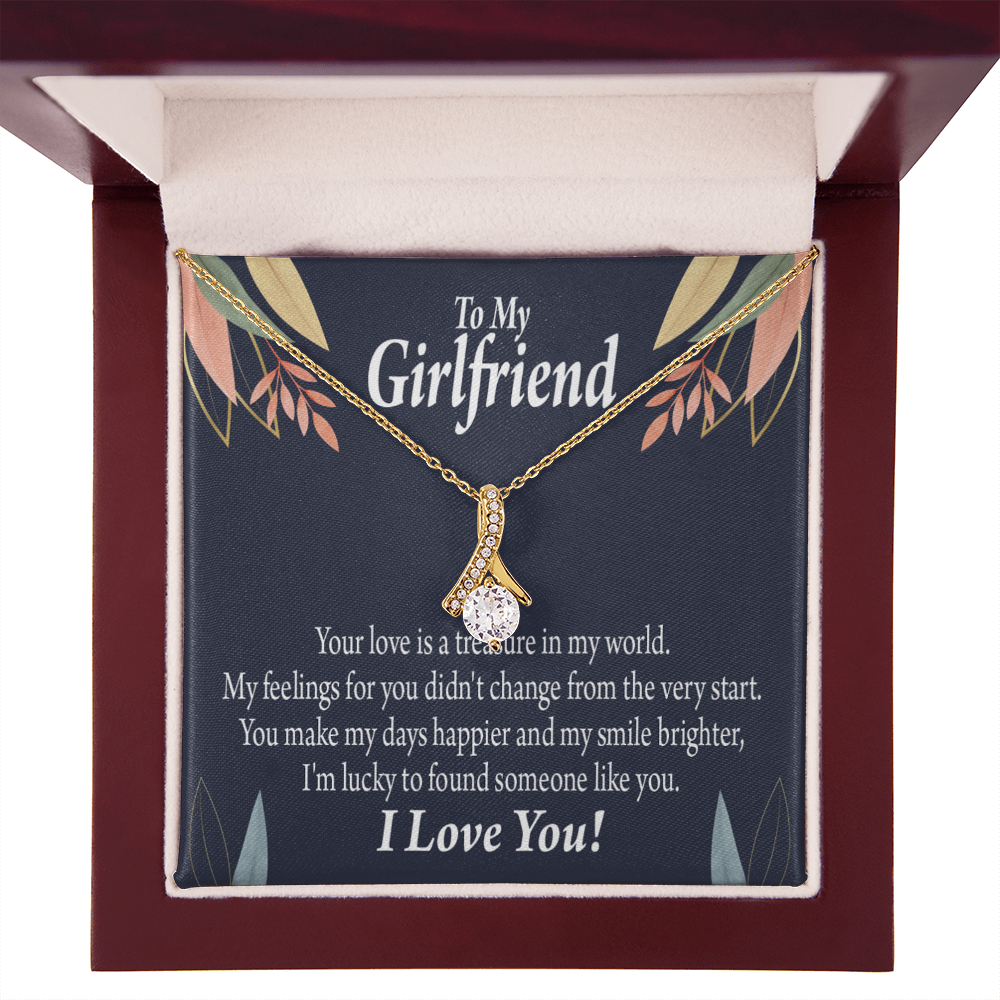 To My Girlfriend You are my Treasure Alluring Ribbon Necklace Message Card-Express Your Love Gifts
