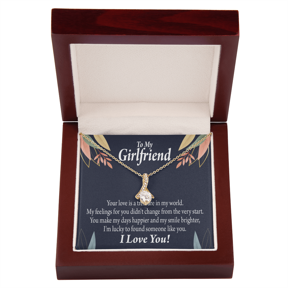 To My Girlfriend You are my Treasure Alluring Ribbon Necklace Message Card-Express Your Love Gifts
