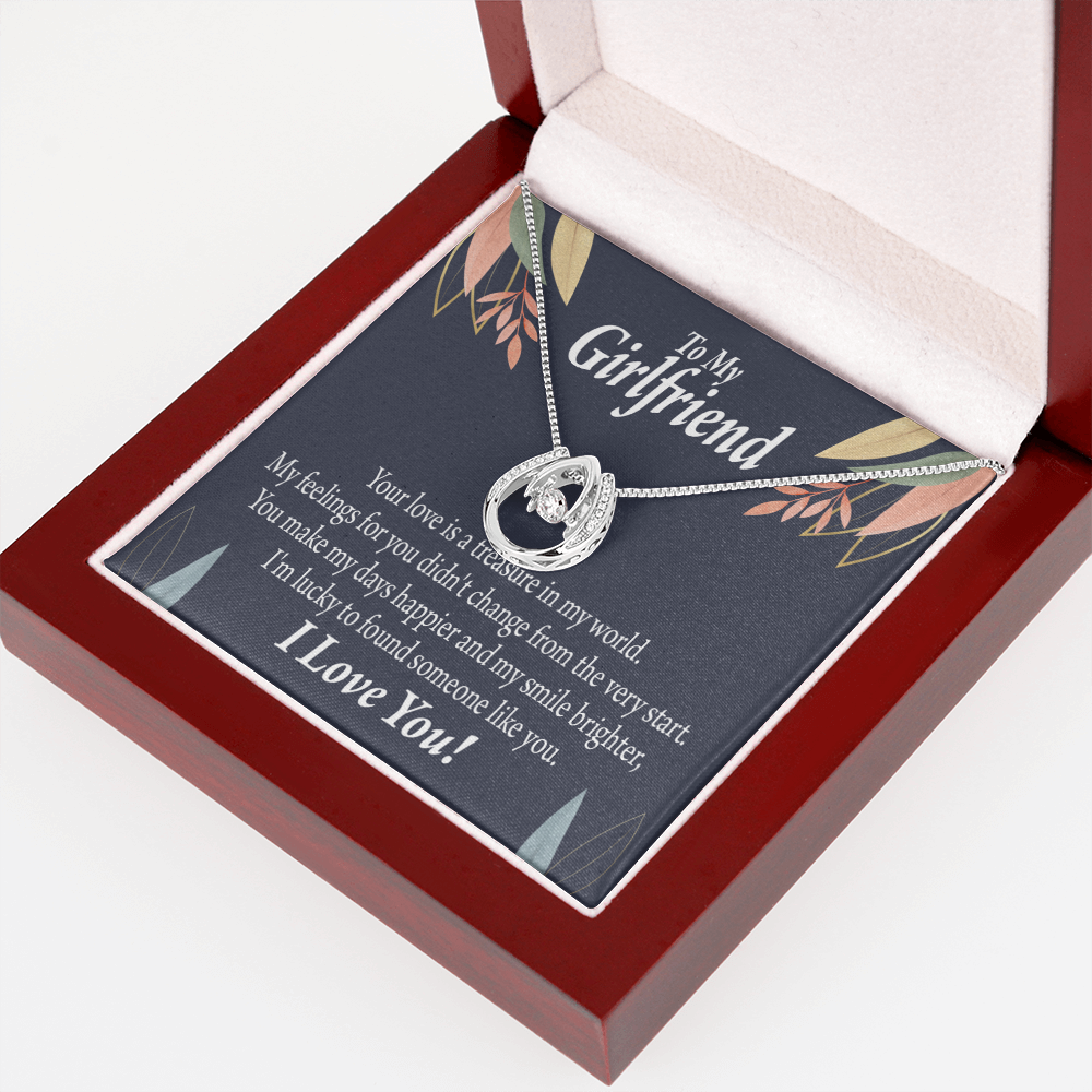 To My Girlfriend You Are my Treasure Lucky Horseshoe Necklace Message Card 14k w CZ Crystals-Express Your Love Gifts