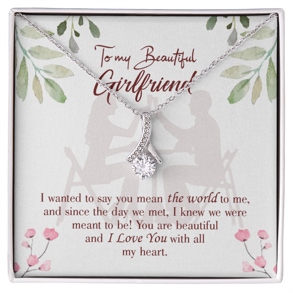To My Girlfriend You are My World Alluring Ribbon Necklace Message Card-Express Your Love Gifts