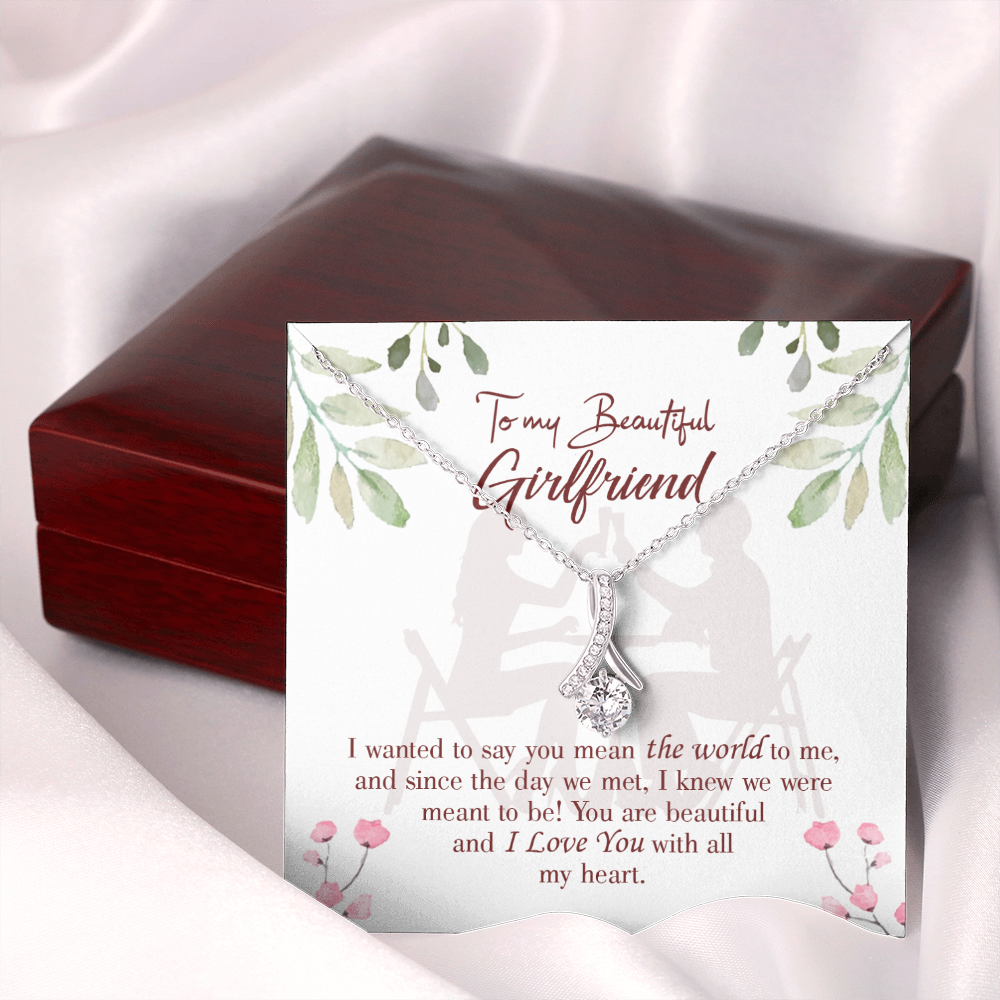 To My Girlfriend You are My World Alluring Ribbon Necklace Message Card-Express Your Love Gifts