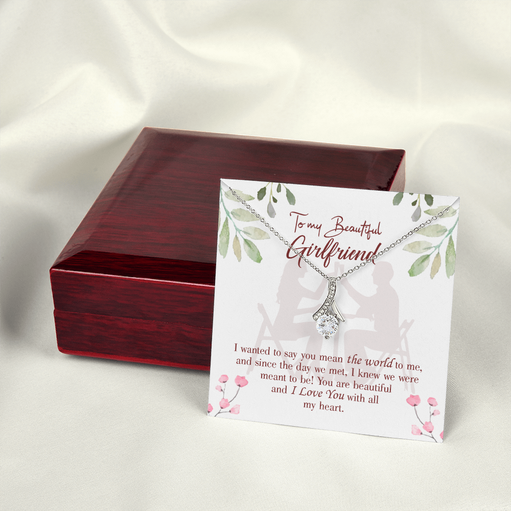 To My Girlfriend You are My World Alluring Ribbon Necklace Message Card-Express Your Love Gifts