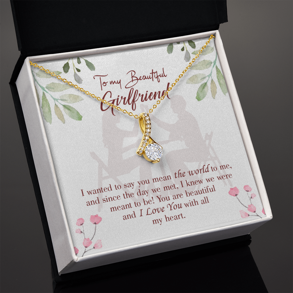 To My Girlfriend You are My World Alluring Ribbon Necklace Message Card-Express Your Love Gifts