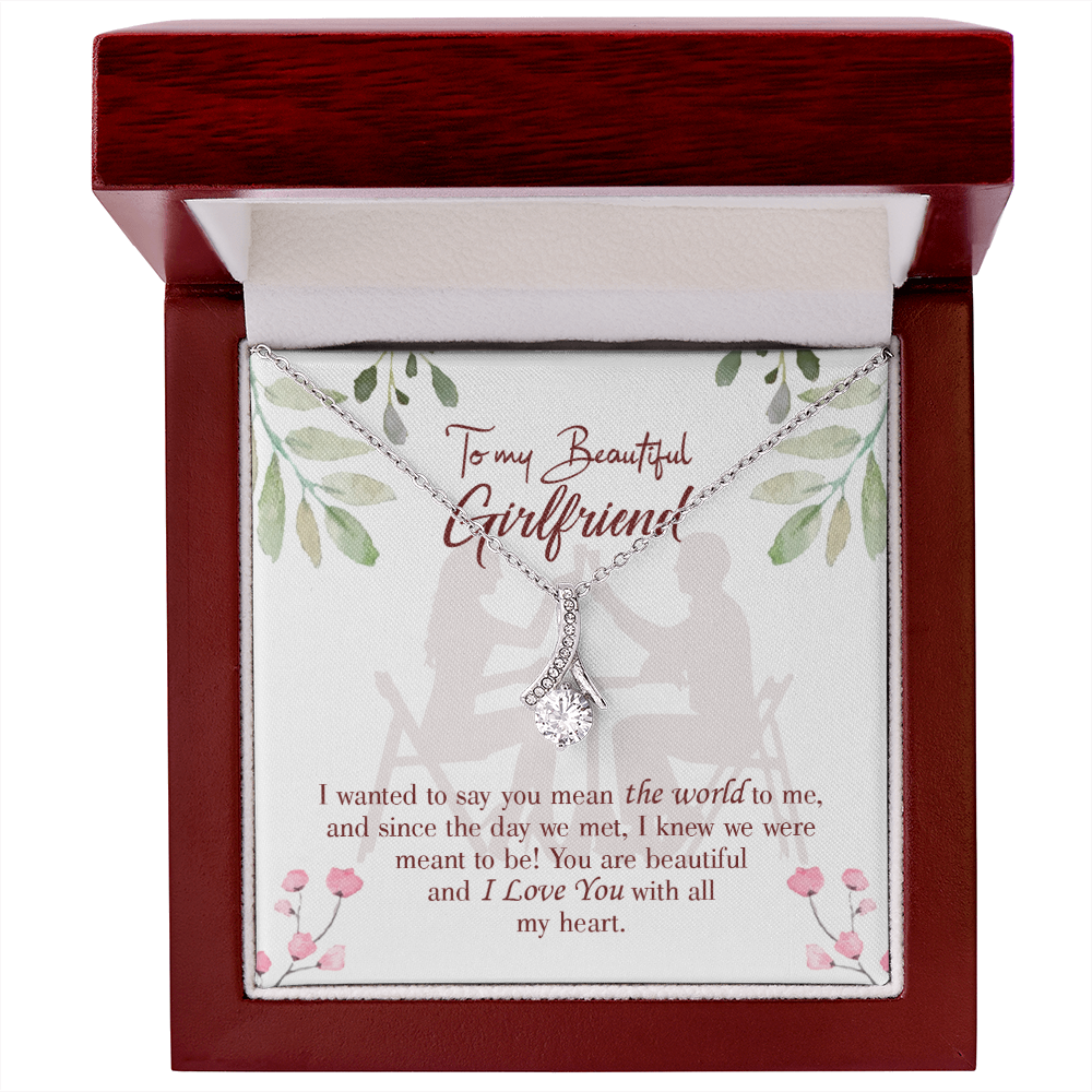 To My Girlfriend You are My World Alluring Ribbon Necklace Message Card-Express Your Love Gifts