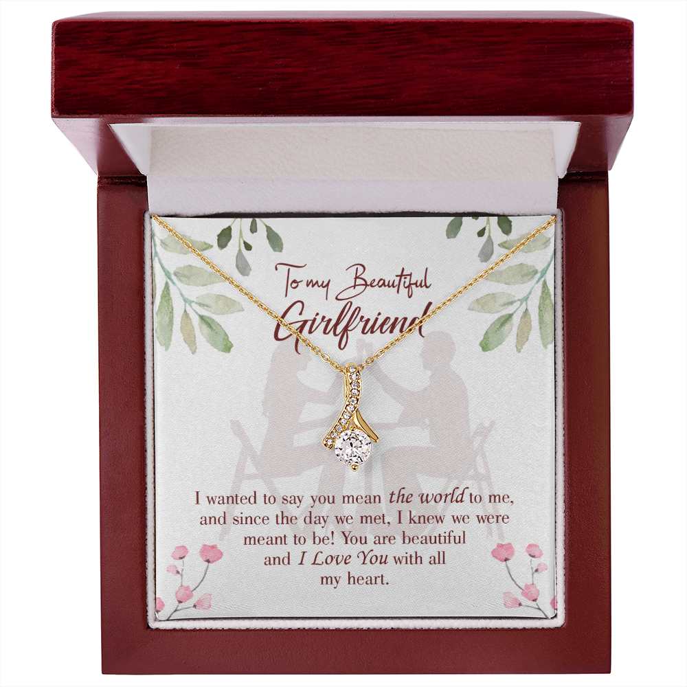 To My Girlfriend You are My World Alluring Ribbon Necklace Message Card-Express Your Love Gifts