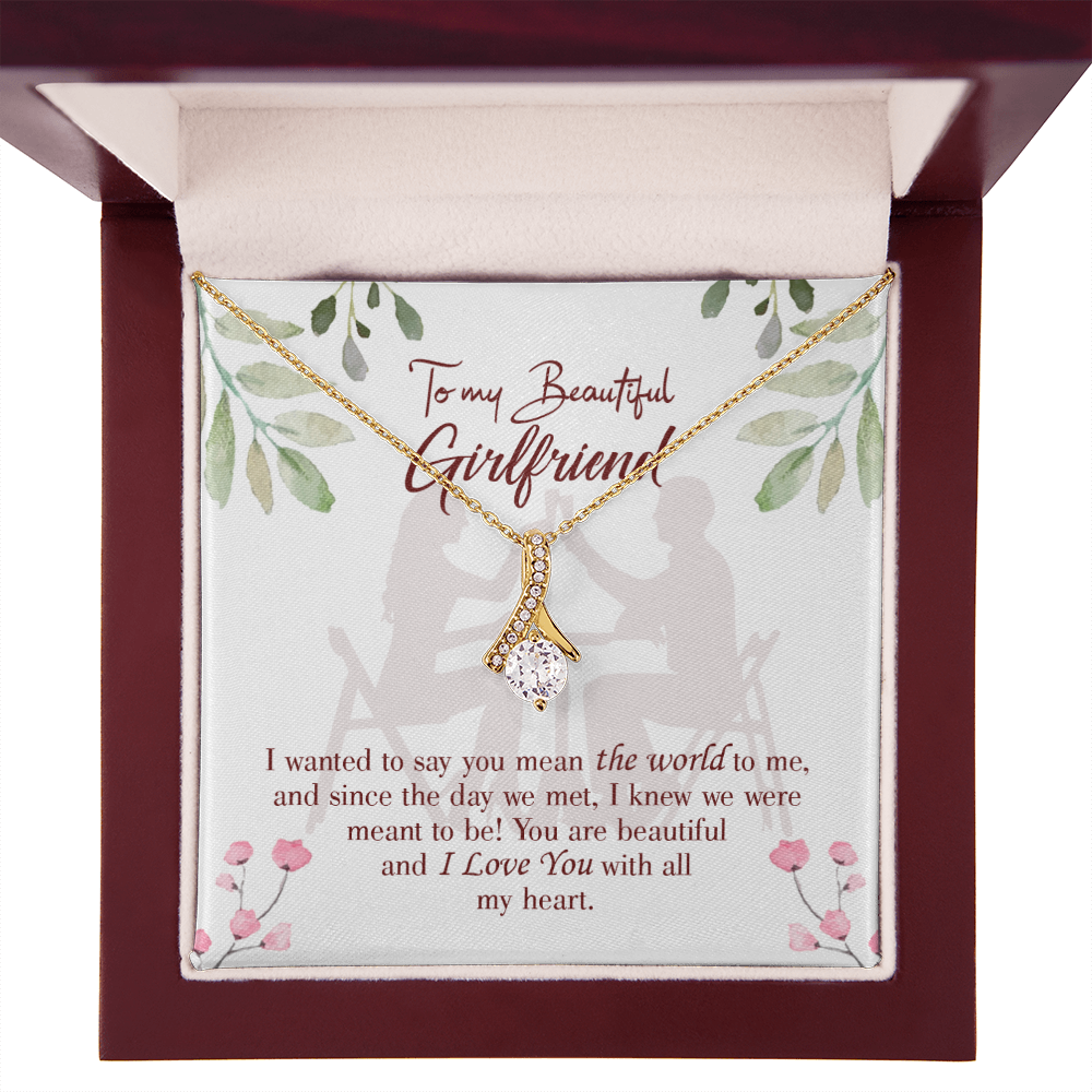 To My Girlfriend You are My World Alluring Ribbon Necklace Message Card-Express Your Love Gifts