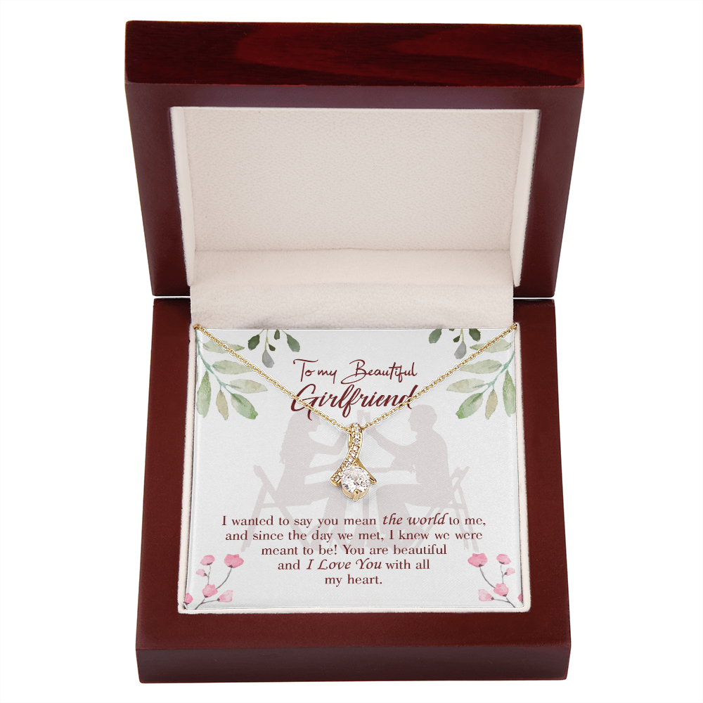 To My Girlfriend You are My World Alluring Ribbon Necklace Message Card-Express Your Love Gifts