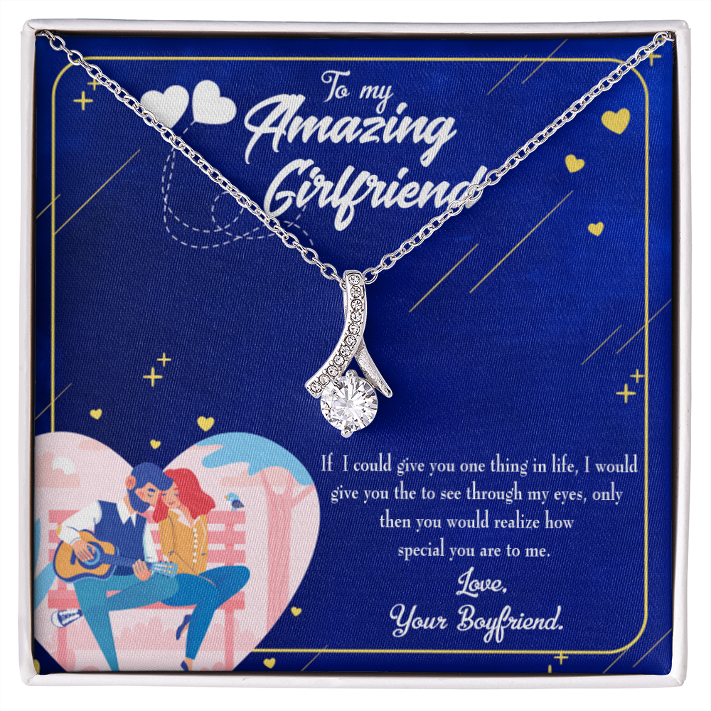 To My Girlfriend You are Special Alluring Ribbon Necklace Message Card-Express Your Love Gifts