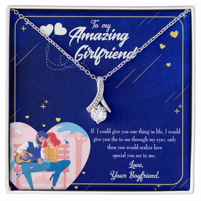 To My Girlfriend You are Special Alluring Ribbon Necklace Message Card-Express Your Love Gifts
