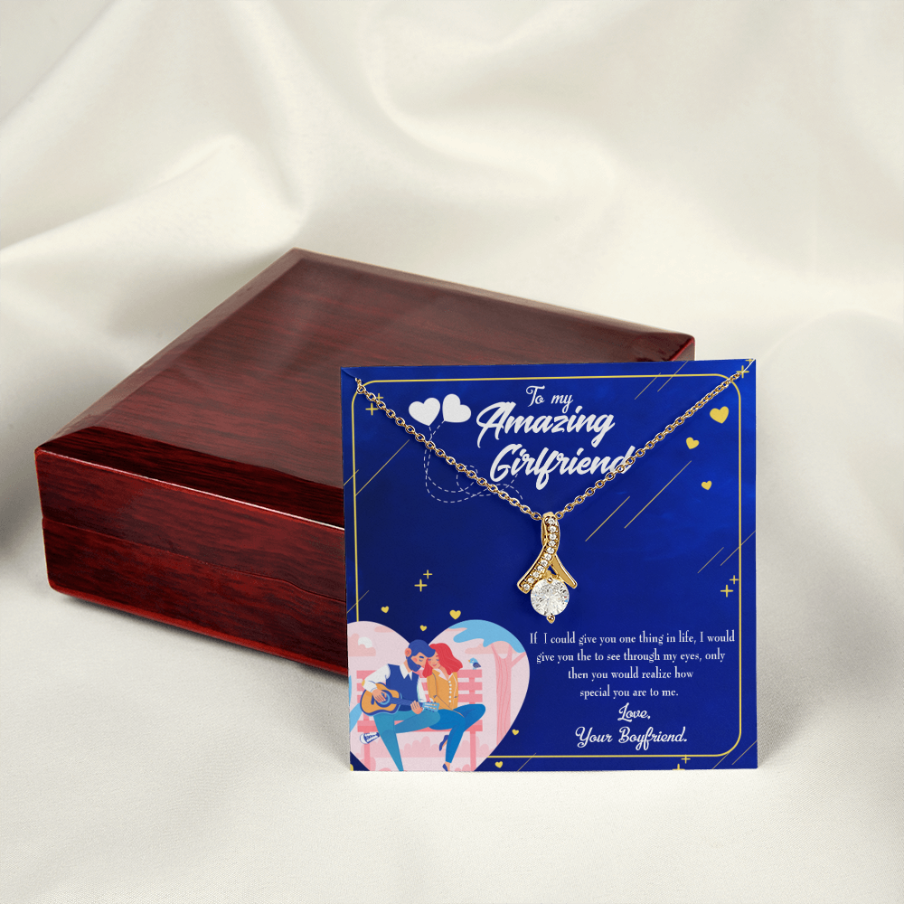 To My Girlfriend You are Special Alluring Ribbon Necklace Message Card-Express Your Love Gifts
