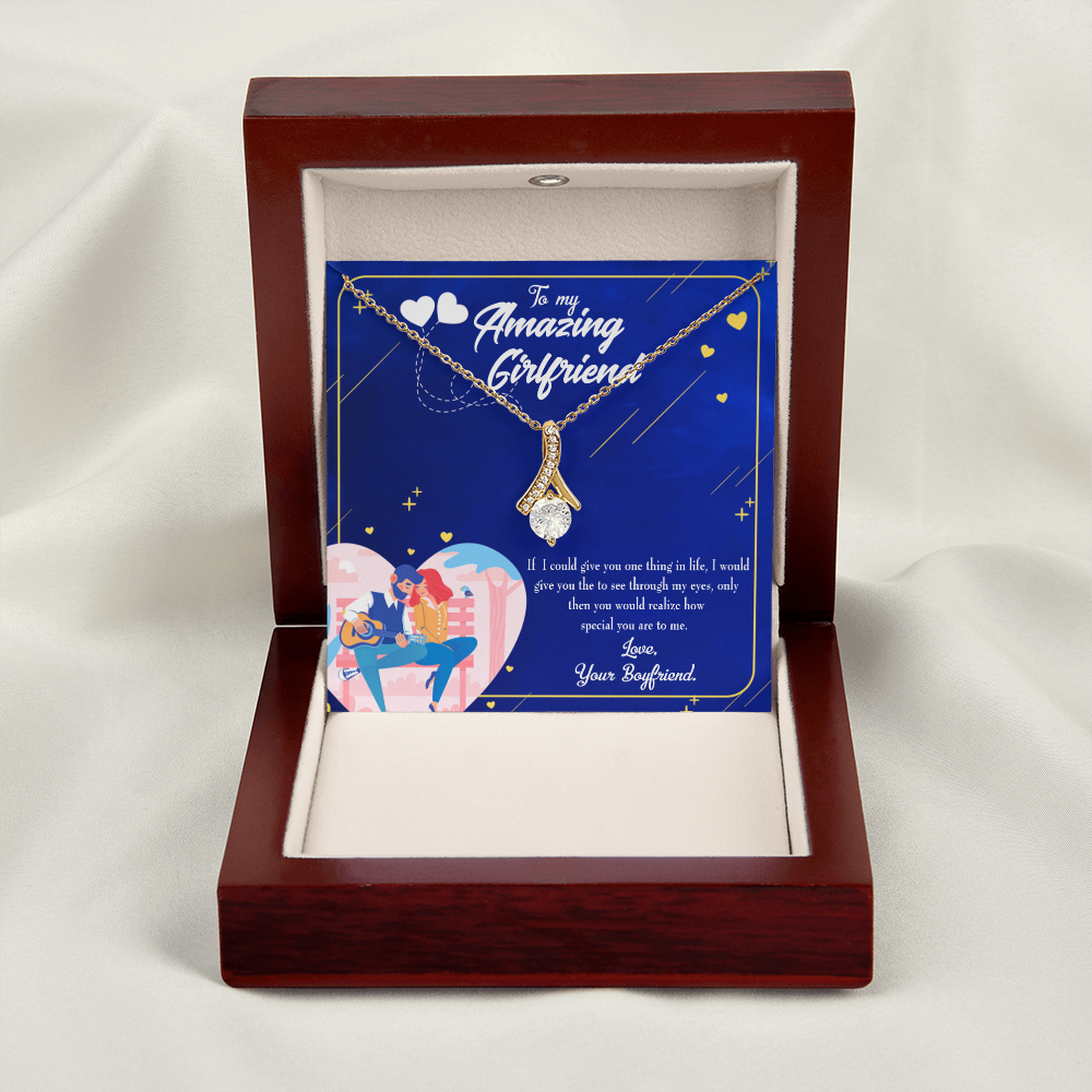 To My Girlfriend You are Special Alluring Ribbon Necklace Message Card-Express Your Love Gifts