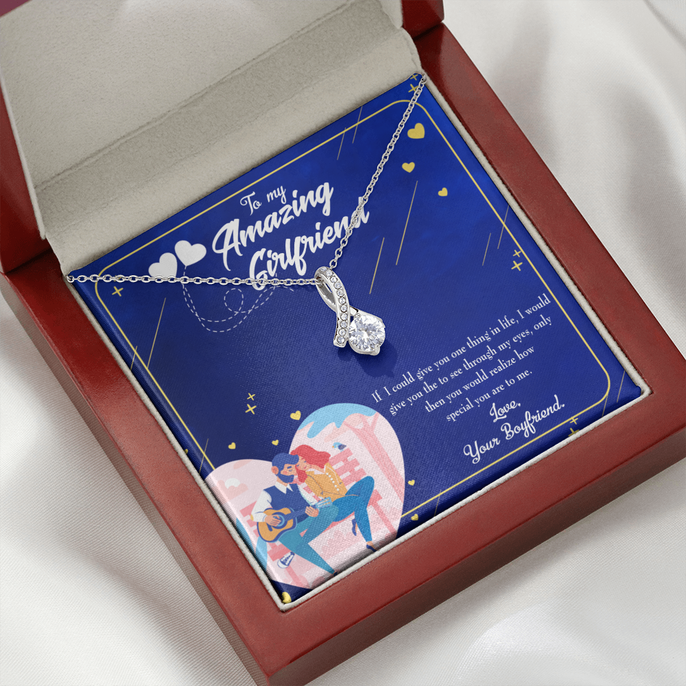 To My Girlfriend You are Special Alluring Ribbon Necklace Message Card-Express Your Love Gifts