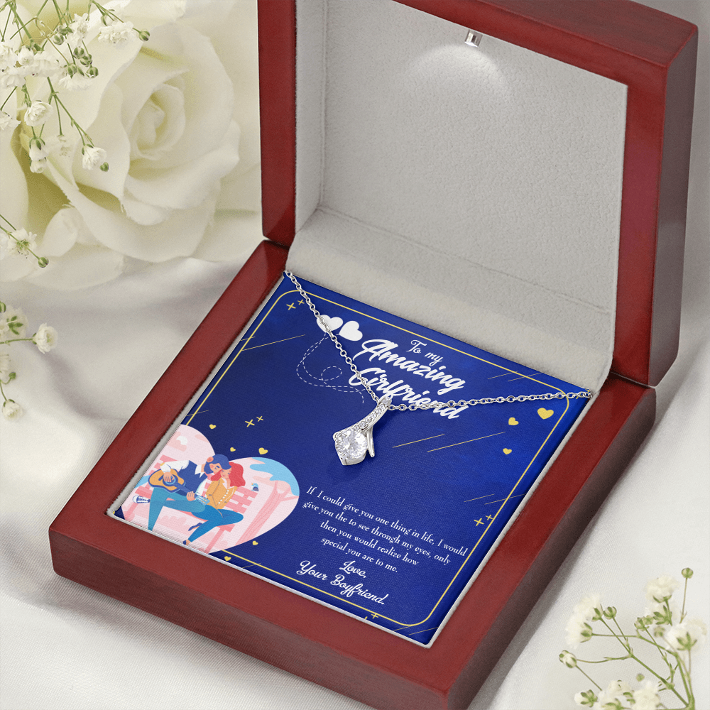 To My Girlfriend You are Special Alluring Ribbon Necklace Message Card-Express Your Love Gifts