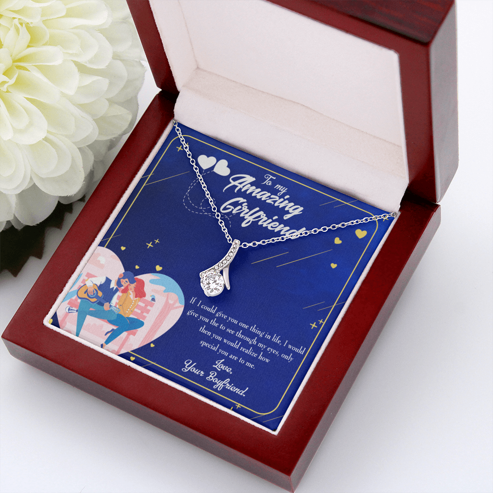 To My Girlfriend You are Special Alluring Ribbon Necklace Message Card-Express Your Love Gifts
