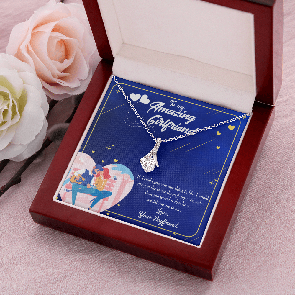 To My Girlfriend You are Special Alluring Ribbon Necklace Message Card-Express Your Love Gifts