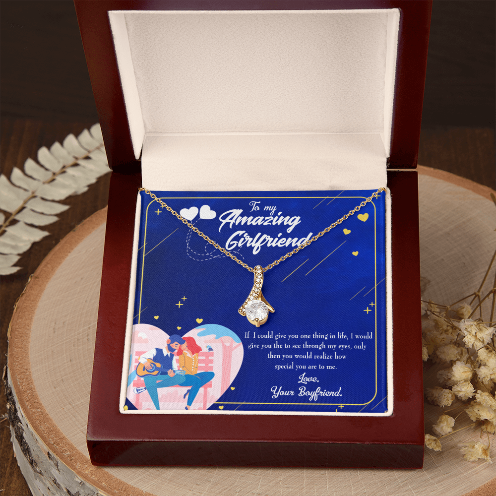 To My Girlfriend You are Special Alluring Ribbon Necklace Message Card-Express Your Love Gifts