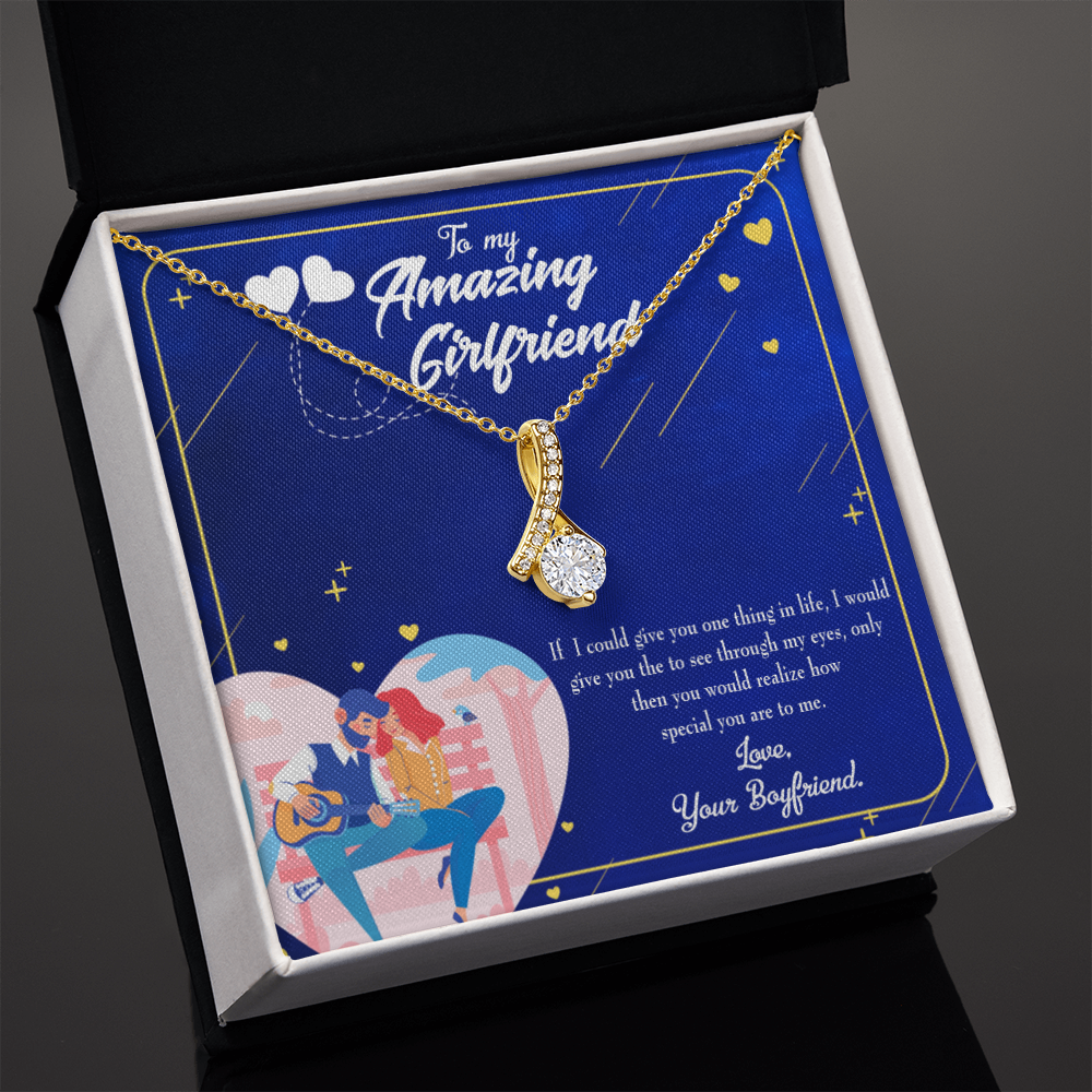 To My Girlfriend You are Special Alluring Ribbon Necklace Message Card-Express Your Love Gifts